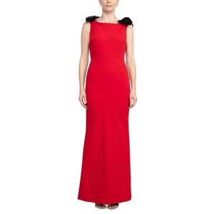 NEW ALBERTO MAKALI sleeveless bow shoulder mermaid gown in red